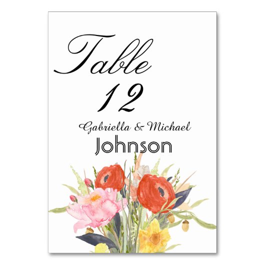 Numéro De Table Fleurs à l'aquarelle (Par défaut)