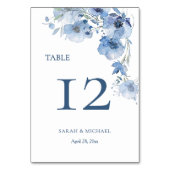 Numéro De Table Fleurs aquarelle bleue (Dos)