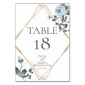 NUMÉRO DE TABLE | Fleurs aquarelles bleu poussiére (Dos)
