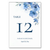 Numéro De Table Fleurs aquarelles bleues (Dos)