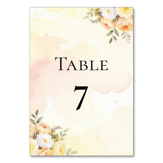 Numéro De Table Fleurs aquarelles Boho Roses Mariage Double Face (Par défaut)