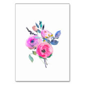 Numéro De Table Fleurs aquarelles rose vif réservées (Dos)