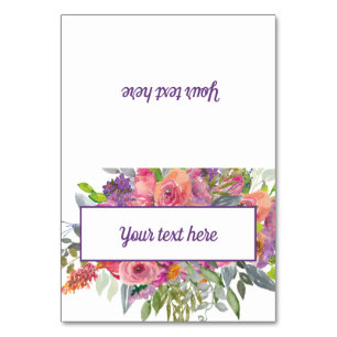 Numéro De Table Fleurs aquarelles rose violet