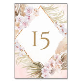 Numéro De Table Fleurs aquarelles roses et dorées luxuriantes (Dos)