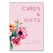 Numéro De Table Fleurs aquarelles roses romantiques (Dos)