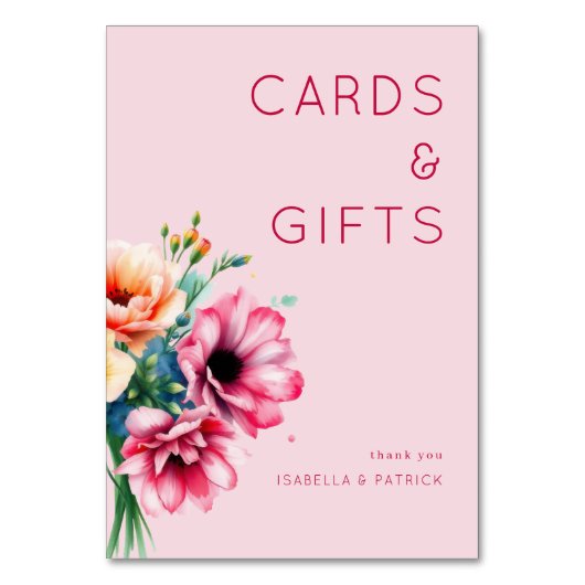 Numéro De Table Fleurs aquarelles roses romantiques (Par défaut)