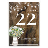 Numéro De Table Fleurs blanches en bois rustique Chaîne de lumière (Dos)