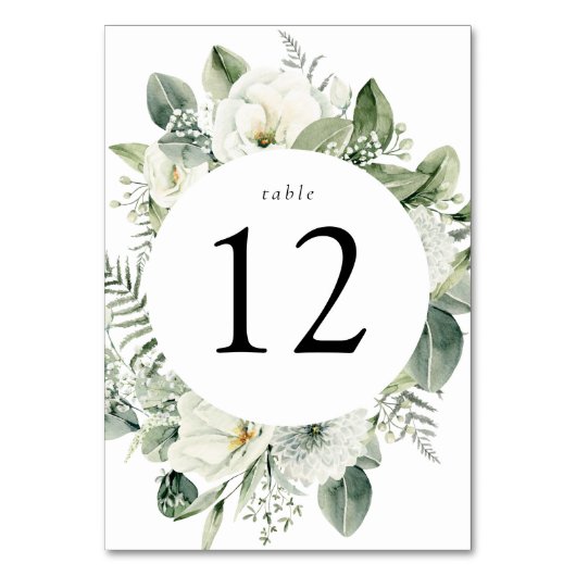 Numéro De Table Fleurs blanches et Mariage verdoyant (Par défaut)
