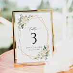 Numéro De Table Fleurs blanches, Fleurs de crème, Boho, Numéros de<br><div class="desc">Ajoutez une touche personnelle à votre fête mariage avec ces objets de fête élégants et mémorables ! Le design présente des fleurs d'aquarelle blanche,  de la verdure et un cadre doré sur un arrière - plan blanc.</div>