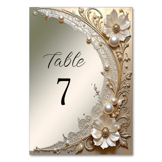 Numéro de table Fleurs blanches modernes Perles (Par défaut)