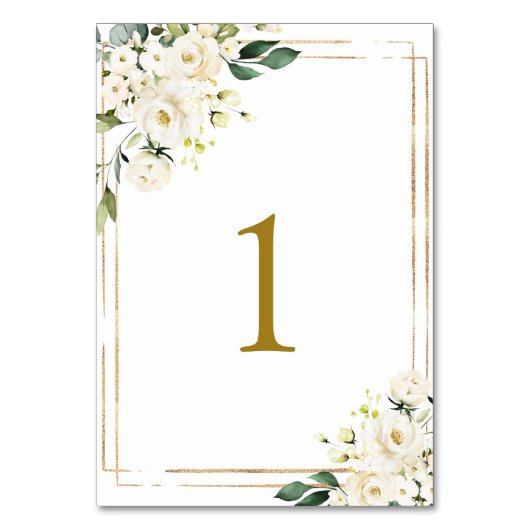 Numéro De Table Fleurs blanches Tableau 1 Mariage Numéro de tablea (Par défaut)