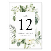 Numéro De Table Fleurs blanches vertes et Mariage de cadre verdoya (Dos)