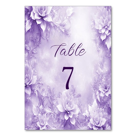 Numéro De Table Fleurs blanches violettes Numéro de tableau (Par défaut)
