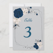numéro de table fleurs bleu marine et blanc (Dos)