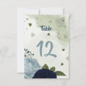 numéro de table fleurs bleu marine et poussiéreux (Devant)