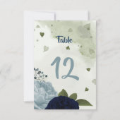 numéro de table fleurs bleu marine et poussiéreux (Dos)