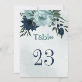 Numéro de table fleurs bleu poussiéreux & marine (Dos)
