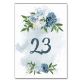 Numéro De Table fleurs bleues et blanches verdure (Dos)