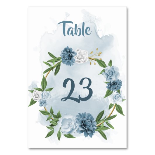 Numéro De Table fleurs bleues et blanches verdure couronne (Par défaut)