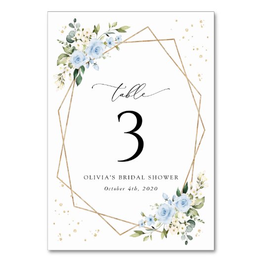 Numéro De Table Fleurs bleues, Fleurs blanches, Boho, Numéros de t (Dos)