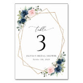Numéro De Table Fleurs Bleues Marine, Fleurs Roses, Numéros De Tab (Par défaut)