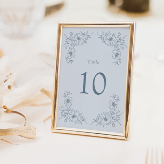 Numéro De Table Fleurs bleues vintage
