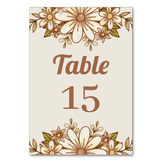 Numéro De Table Fleurs Boho Retro | MARIAGE (Dos)