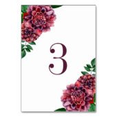 Numéro De Table Fleurs bordeaux aquarelles. Mariage Dahlias (Dos)