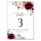 Numéro De Table Fleurs Bourgognes, Fleurs Roses, Numéros De Tablea (Par défaut)