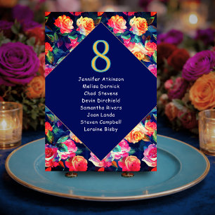 Numéro De Table Fleurs colorées élégantes disposition de mariage