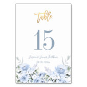 Numéro De Table Fleurs d'aquarelle bleu foncé Mariage Numéro de ta (Dos)