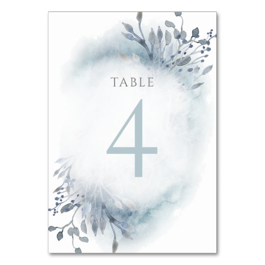 Numéro De Table fleurs d'aquarelle bleu poussiéreux Table Numéro 4 (Par défaut)
