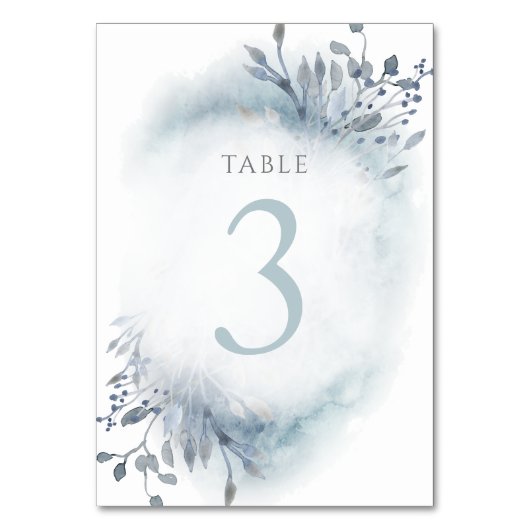 Numéro De Table fleurs d'aquarelle bleu poussiéreux Tableau Numéro (Par défaut)