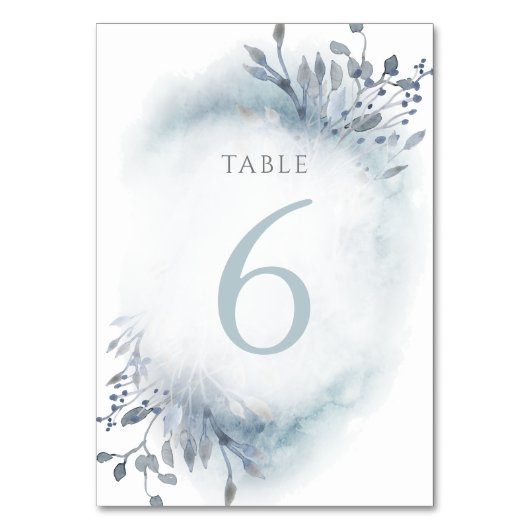 Numéro De Table fleurs d'aquarelle bleu poussiéreux Tableau Numéro (Dos)