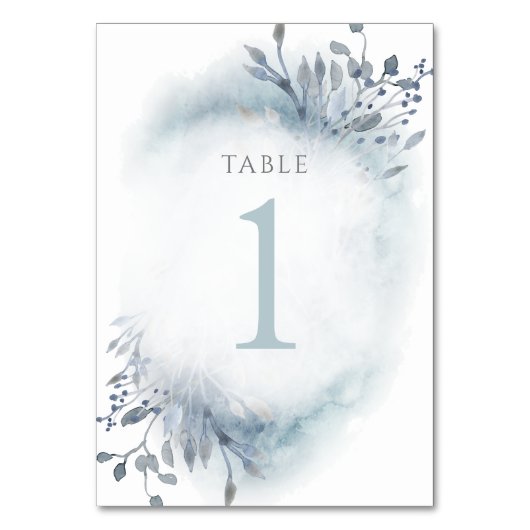 Numéro De Table fleurs d'aquarelle bleu poussiéreux Tableau Numéro (Dos)