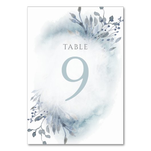 Numéro De Table fleurs d'aquarelle bleu poussiéreux Tableau Numéro (Dos)