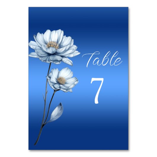 Numéro De Table Fleurs d'aquarelle bleue Numéro de tableau (Par défaut)