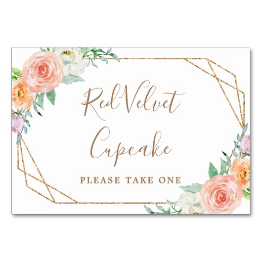 Numéro De Table Fleurs d'aquarelle géométrique Mariage Étiquette a (Devant)