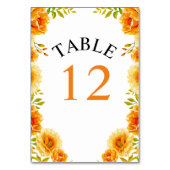 Numéro De Table Fleurs d'aquarelle orange et mariage feuille (Dos)
