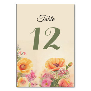 Numéro De Table Fleurs d'aquarelle printanière