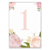 Numéro De Table Fleurs d'aquarelle romantique rose Tableau Numéro  (Dos)