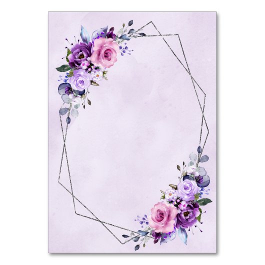 Numéro De Table Fleurs d'aquarelle rose clair Lilac violet (Dos)