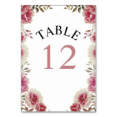 Numéro De Table Fleurs d'aquarelle rose poussiéreuse et mariage fe (Par défaut)