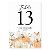 Numéro De Table Fleurs d'aquarelle tendance et Citrouille automne (Dos)