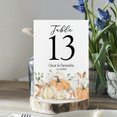 Numéro De Table Fleurs d'aquarelle tendance et Citrouille automne