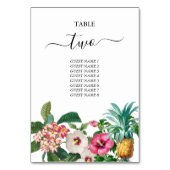 Numéro De Table Fleurs d'aquarelle tropicale et Mariage de verdure (Dos)