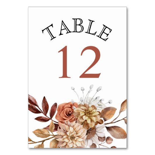 Numéro De Table Fleurs d'automne et feuillage tombent mariage de t (Dos)