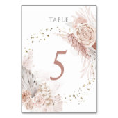 Numéro De Table fleurs de boho d'aquarelle Numéro du tableau 5 (Dos)