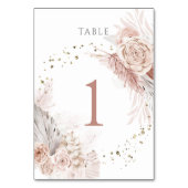Numéro De Table fleurs de boho d'aquarelle Tableau Numéro 1 (Dos)