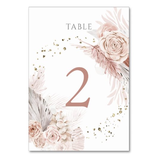 Numéro De Table fleurs de boho d'aquarelle Tableau Numéro 2 (Dos)